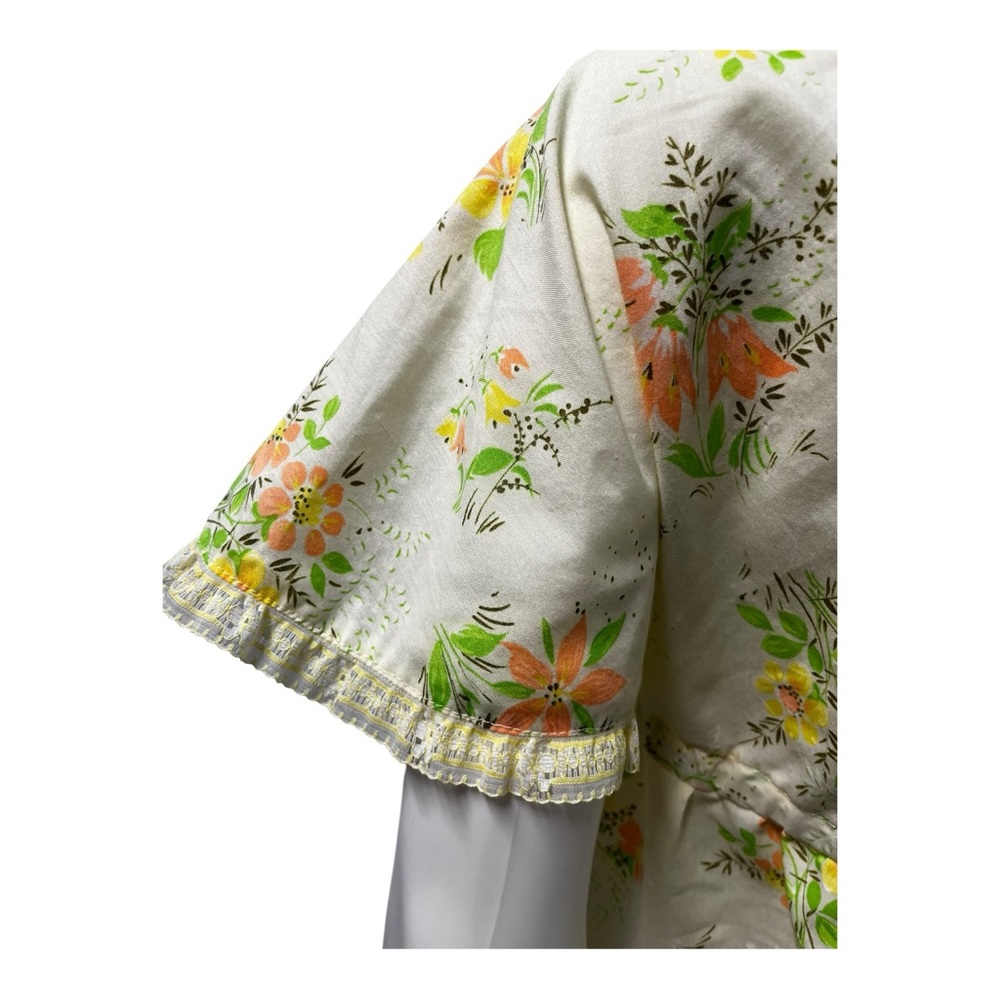 VTG 70s Yellow and Green Floral Women's Robe - Picture 7 of 9